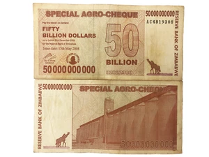 Zimbabwe One 50 Billion Dollar Agro Cheque Bill Banknote Pre- 10 50 100 Trillion - Picture 1 of 3