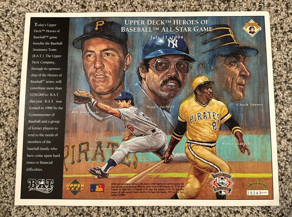 1994 Heroes of Baseball All Star Game Commemorative Sheets Pirates #/60k - Image 1 of 1