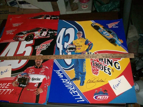 PETTY RACING  Red Wing Shoe Poster John Andretti  Kyle Petty Nascar poster Cover