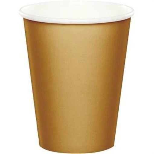 Tazas frías/calientes de papel dorado de 9 oz 24 por paquete vajilla decoraciones suministros de fiesta Foto 1 de 1
