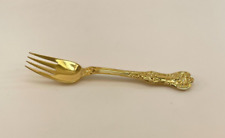 Tiffany English King Sterling Silver Gold Fish Fork - 6 7/8" - With Monogram