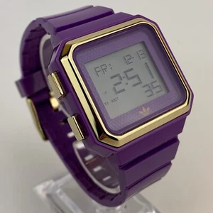 Vintage Adidas Watch Mens Digital Y2K Chrono Purple Gold Square New Battery - Picture 1 of 21