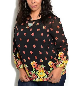 Moa Moa Ladies Womens Sheer Tunic Top Black Floral Size XL - Picture 1 of 11