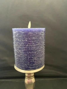 NEW Pottery Barn Premium Flickering Flameless Wax Pillar Candle Blue or Grey NWT - Picture 1 of 14