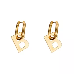 Stainless Steel Initials Letter B Earrings Metal Hoop Women Earrings - Picture 1 of 5