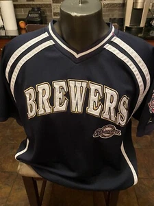 Milwaukee Brewers True Fan Blank Navy Baseball Jersey Mens XL - Picture 1 of 4