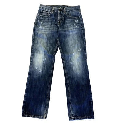William Rast Men DISTRESSED Style Blue Jeans BUTTON FLY Straight Leg Denim Pants - Image 1 of 4