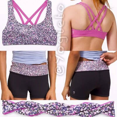 Lululemon Ivivva Sujetador Rítmico Corto Enfoque Completo 14 Diadema Lote Foto 1 de 4