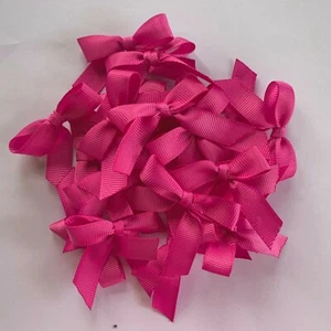 Hot Pink Hand Tied 20 Bow Pack 13mm solid Grosgrain Ribbon Crafting Card Making - Picture 1 of 8