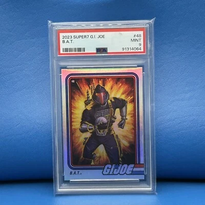 Rare PSA 9 POP 1 GI JOE 2023 SDCC Super 7 MINT COBRA CHROME FOIL B.A.T. Card Bat - Image 1 of 2