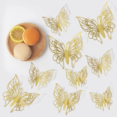 12x 3D Butterfly Wall Stickers Art Decoration Metallic Mural Wall Door Decals - Image 1 of 4