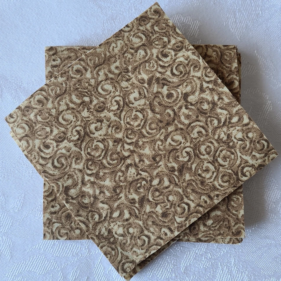 Lot Of 50-5" X 5" Fabric Squares Brown Swirls Tone On Tone Quilting Sewing Craft - Image 1 of 2