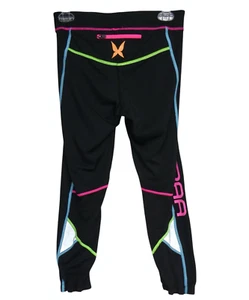 Kari Traa Leggings Pants Size M crop black colorful spellout - Picture 1 of 15