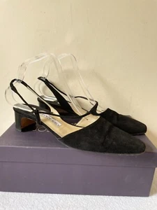JOSEPH AZAGURY LONDON BLACK SUEDE SLINGBACK LOW HEELS SIZE 7/40 - Picture 1 of 3