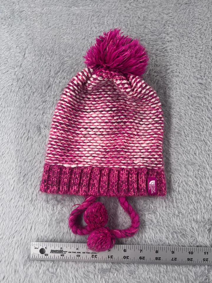 The North Face Gorro Toque Jóvenes Niñas Mediano Rosa Blanco 100% Acrílico Pom Foto 1 de 4
