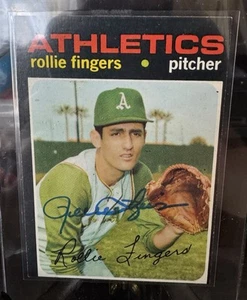 1971 Topps SIGNED Rollie Fingers #384 Oakland A’s HOF AUTO BEAUTY SUPERSTAR - Picture 1 of 5