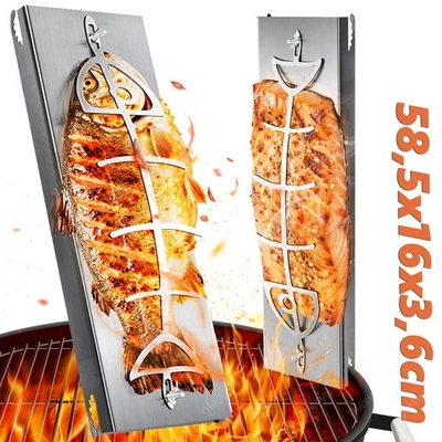 Flammlachsbrett Hochqualitatives Edelstahl Flammlachshalter Feuerschalen BBQ - Bild 1 von 4