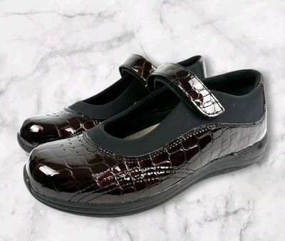 NEW Drew Rose Mary Jane Shoes Brown Patent Leather Croc Embossed Orthopedic 7.5 - Image 1 of 4
