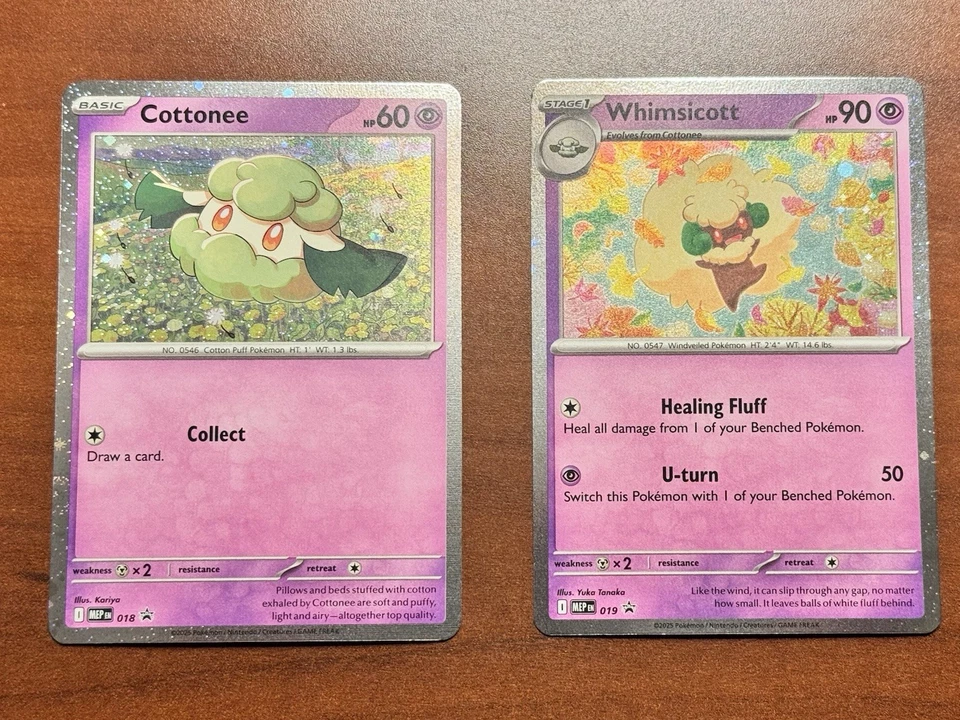 Cottonee MEP 018 & Whimsicott MEP 019 Pokemon Phantasmal Flames Blister Promos - Image 1 of 1