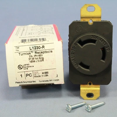 P&S TurnLok Twist Locking Receptacle Outlet Nema L12-30R 30A 480V 3Ø L1230-R - Image 1 of 4