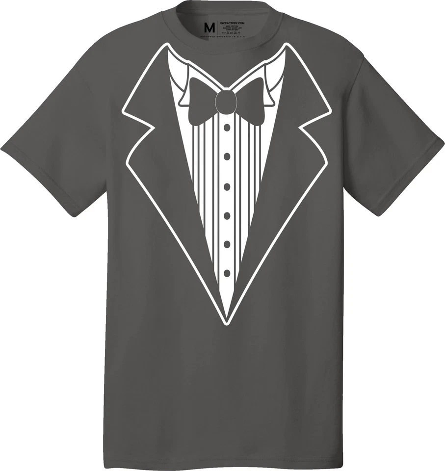 Men's Funny Tuxedo T-Shirt Black Bowtie & Rose Design Tux Tee All Colors And... - Image 1 of 1