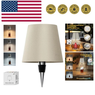Lámpara Botella Inalámbrica, 2025 Nueva 3 Colores Recargable Botella Vino Luces para Ba... Foto 1 de 4