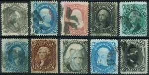 [v669] USA 1861-68 Selection of 10 classic stamps used cv:+$1,350 - Picture 1 of 3