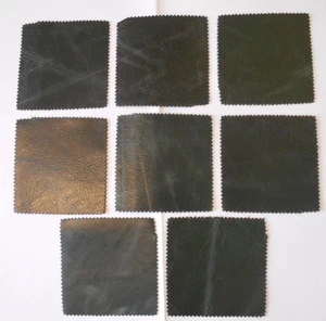 8x Dark Green Real Leather Pieces 10x10cm (DG5) - Picture 1 of 3