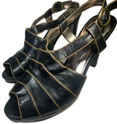 I.N.C Dos Labios Marilyn Negro Punta abierta Plataforma Tacón Eslinga Talla 9.5 Y2K Boho[5D Foto 1 de 4