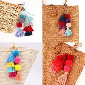 DIY For Keychain Bag Colorful Tassel Charm Pendant PomPom Accessories Handmade - Picture 1 of 19