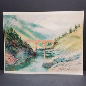 Reif Erickson - Signed Print Landscape California River Bridge Scene Pastel Art - Picture 1 of 9