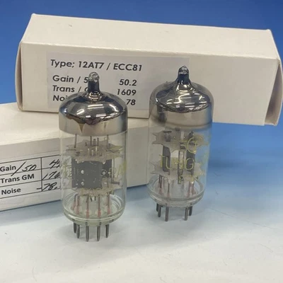 ПАРА Tungsram ECC81 12AT7 двойной пост HALO геттер макси предусилитель II тест = новый из старых запасов BN4510 - Изображение 1 из 4