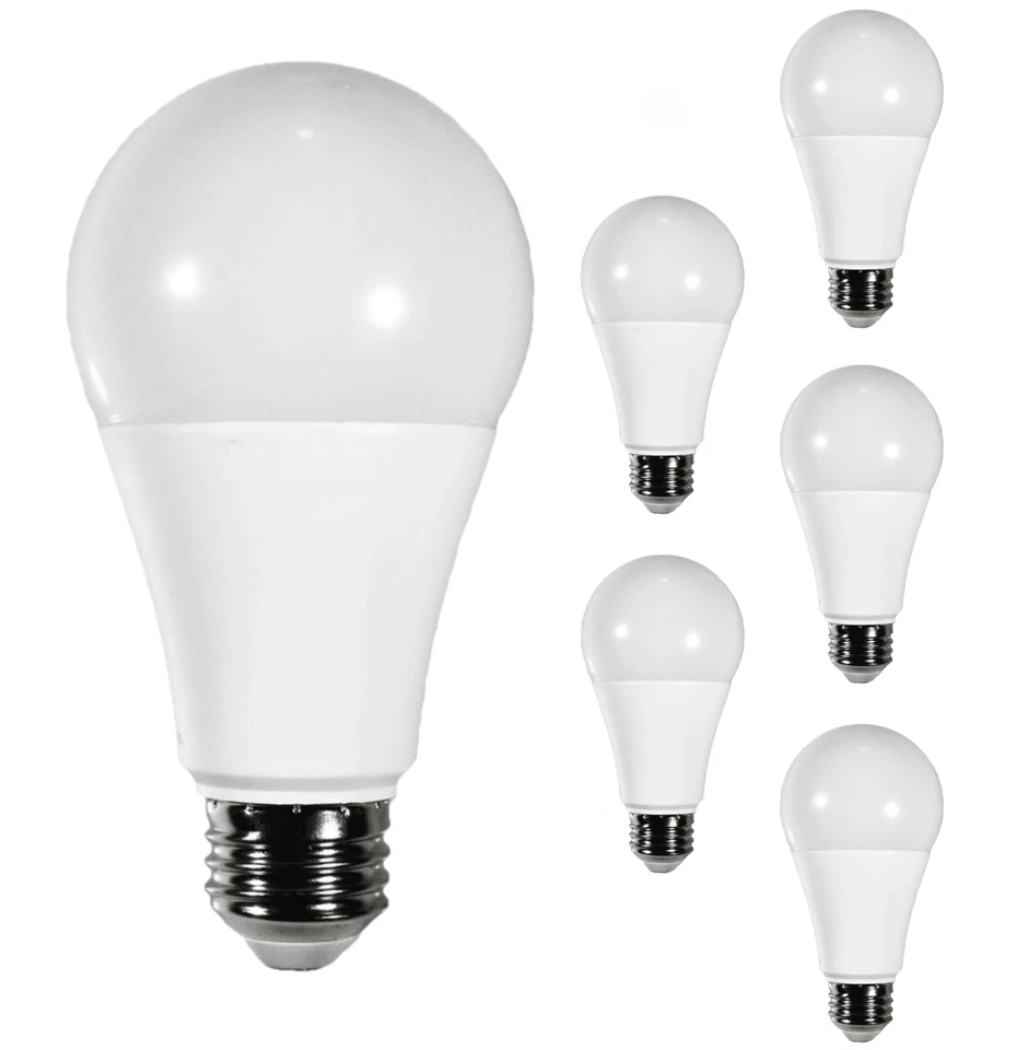 Diodesy A21 LED Light Bulb 17W 2000LM E26 5000K 120-277V CRI80 220° White 6-Pack - Image 1 of 2