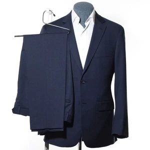 40R Pronto Uomo Platinum Dark-Blue Wool 2-Piece Suit 33x30.5 Trousers Jacket M - Picture 1 of 14