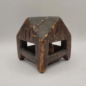 Antique Hand Carved Walnut In Cage Hearts Horseshoes 5x5x5in - Picture 1 of 10