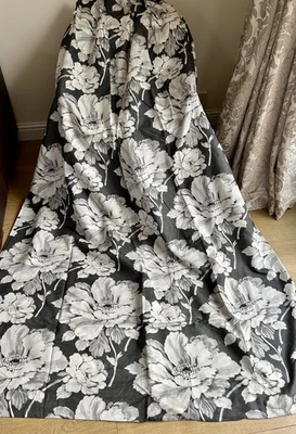 STUNNING BESPOKE QUALITY LAURA ASHLEY HERMOINE CHARCOAL INTERLINED CURTAINS  - Image 1 of 4