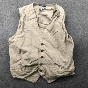 Baxter Vest Mens Large Linen Casual Button Front Workwear Pockets - Picture 1 of 7