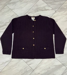 Talbots Damen 100% Reine Schurwolle Lila Preppy Strickjacke Pullover Gr. XL - Bild 1 von 7