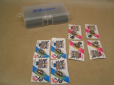 8 NEW O.S. glow plugs, 4ea #8 & 4ea. #10, PLUS O.S. glow plug caddy - Image 1 of 4
