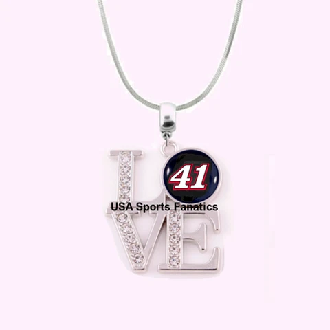 #41 - Kurt Busch Team Love Necklace With Rhinestones On A 925 Snake Chain Cover