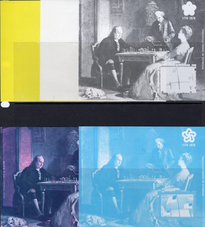 Equatorial Guinea 1976 CHESS-AMERICAN BICENTENNIAL 5 COLOR PROOFS Mi#I222 MNH - Image 1 of 1