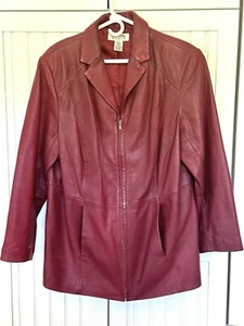 ALFANI Plus Size 1X RED Genuine Leather Zip Front Jacket - Picture 1 of 4