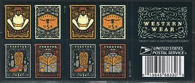 Mint US Western Wear Booklet Pane of 20 Forever Stamps Scott# 5618b (MNH) - Image 1 of 2