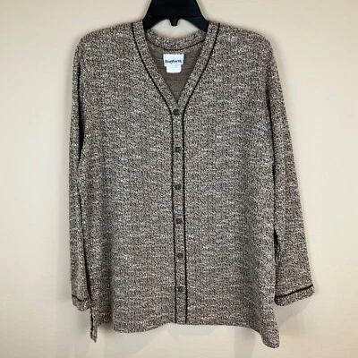 BonWorth - Suéter cárdigan manga larga con botones de tweed marrón - Talla pequeña Foto 1 de 4