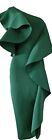 Womens Lavish Alice Emerald Green Frill Ruffle Scuba Midi Occasion Dress 8 New.