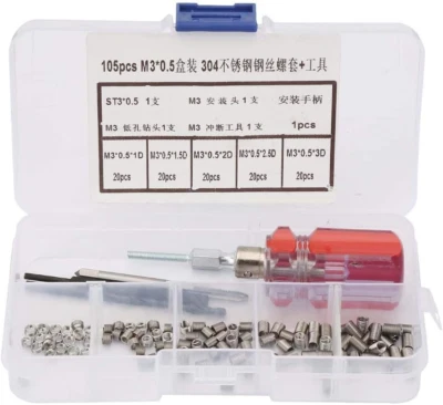 Ремонтный комплект резьбовых вставок из нержавеющей стали типа геликоила вставки проводов 105 шт. - Изображение 1 из 4