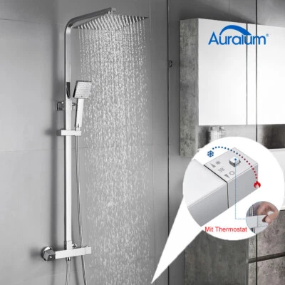 Duschsystem mit Thermostat Duscharmatur Regendusche Mischbatterie Set Handbrause - Bild 1 von 4