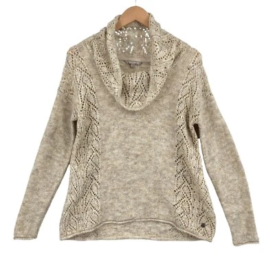 Royal Robbins Sweater Womens Medium Tan Eyelash Open Knit Cowl Neck Pullover - Image 1 of 4