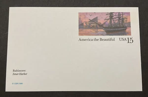 1989 US Sc# UX136 Baltimore Inner Harbor 15¢ Postal Card MNH Postcard - Picture 1 of 2