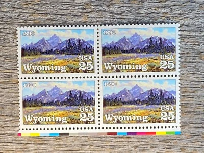 US Scott 2444 1990 Wyoming Statehood 1890 25c four sheet Stamp NH (BOX: 3A) - Image 1 of 4
